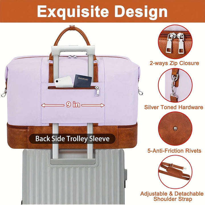 3pcs Travel Weekender Bag for Women, Overnight Bag with Shoe Compartment, Oversized Travel Duffel Bag Carry On Tote with Trolley Sleeve 21" for Weekend Travel Business Trip - Total Trends Fusion