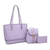Solid ColWomen's or Tote Bag Set 3-Piece Lightweight PU Leather Shoulder Bag with Zipper Multiple Pockets Adjustable Strap Fringe Small Backpack - Total Trends Fusion