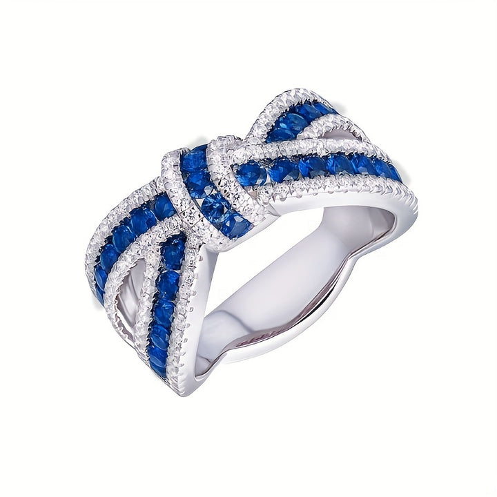 Elegant Silver-Plated Bow Knot Ring with July Gemstone - Chic Gift for Engagement & Party - Total Trends Fusion