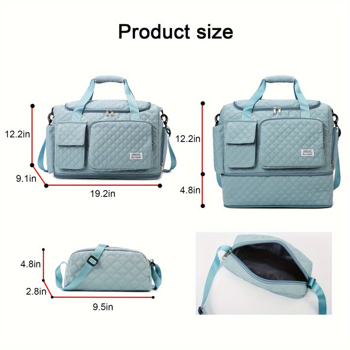 Weekender Travel Bag for Women with Shoe Compartment, Waterproof Extendable Travel Duffle Bag, Overnight Gym Tote Bag, Carry On Bag with Toiletry Bag - Total Trends Fusion