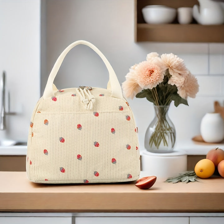 LEDAOU Lunch Box for Women Insulated Lunch Bag Corduroy Lunch Tote Bags Leakproof Cooler Lunch Case for Travel Work Picnic - Total Trends Fusion