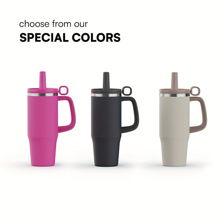 40 Oz Tumbler with Handle and Straw – Stainless Steel Vacuum Travel Mug, Car Mug, Perfect Water Bottle for Office, Party, or Coffee - Total Trends Fusion