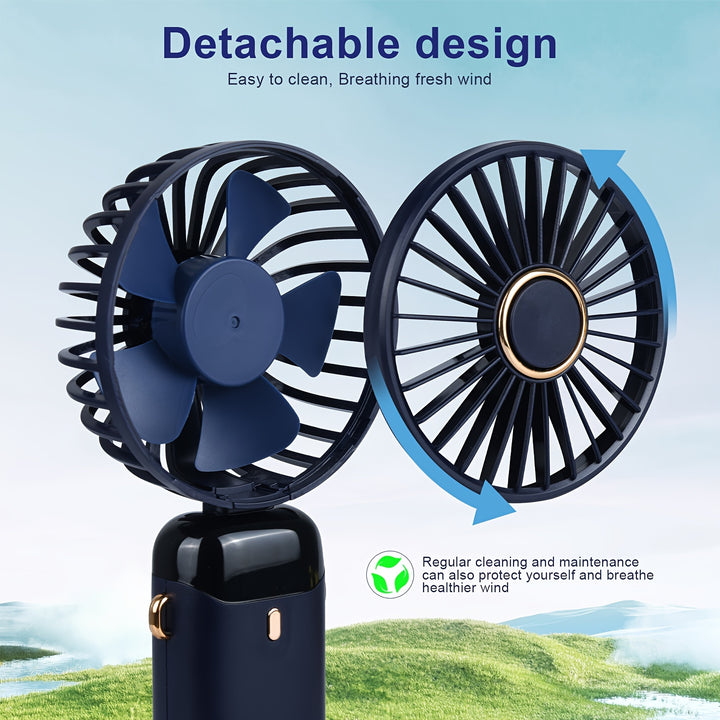 Portable Mini Handheld Fan - 5000mAh USB Rechargeable, Touch Control, 5-Speed Foldable Fan, LED Display, For Home, Office, Outdoor Hand Held/Desk/Neck Fan 3 In 1 Mini Fan With Base