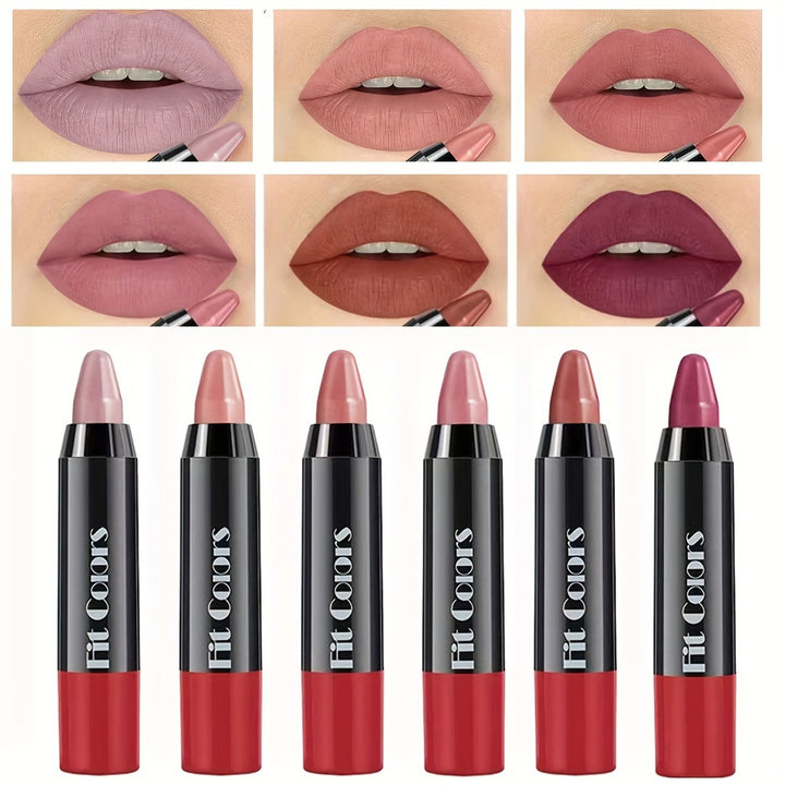 6 pieces, crayon lipstick, matte lipstick, easy coloring lipliner, durable easy coloring moisturizing lipstick for Halloween - Total Trends Fusion