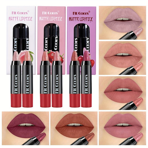 2Pcs Velvet Lipstick Pen Set, Nude Matte Lip Liner Crayon Pencil, 24 Hour Long Lasting Waterproof Lipstick, Twist-up Lip Color, Moisturizing Lipstick, Lip Makeup Graduation Gift For Women Girls - Total Trends Fusion