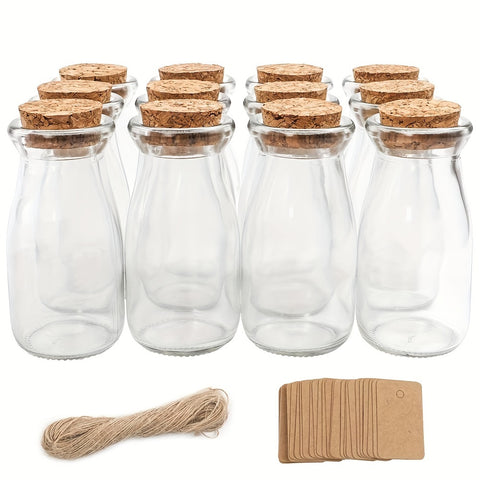 12pcs 3.4oz Small Glass Jars with Lids, 100ml Candy Jars Potion Bottles with Cork, Herb Jars, Milk Bottles, Mini Jars Set for Party Wedding Favors Halloween Décor, 2x4 inches - Total Trends Fusion