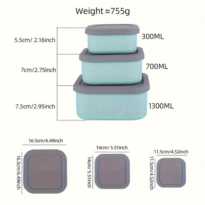 3pcs Silicone Food Storage Set - Microwave & Freezer Safe, Perfect for Lunch Boxes, Baking, and Outdoor Camping - Total Trends Fusion