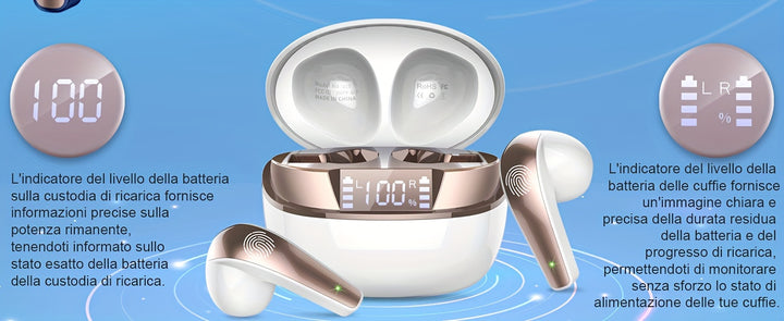 40H Wireless Earbuds with ENC Noise-Cancelling Mic – HiFi Stereo Sound, Touch Control, LED Display, Wireless 5.3 Headphones