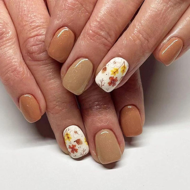 French Tip Press on Nails Short Square Fake Nails with Leopard Print French Bow Designs Nude Glue on Nails Press Ons Glossy False Nails Reusable Cute Stick on Nails for Women 24 Pcs