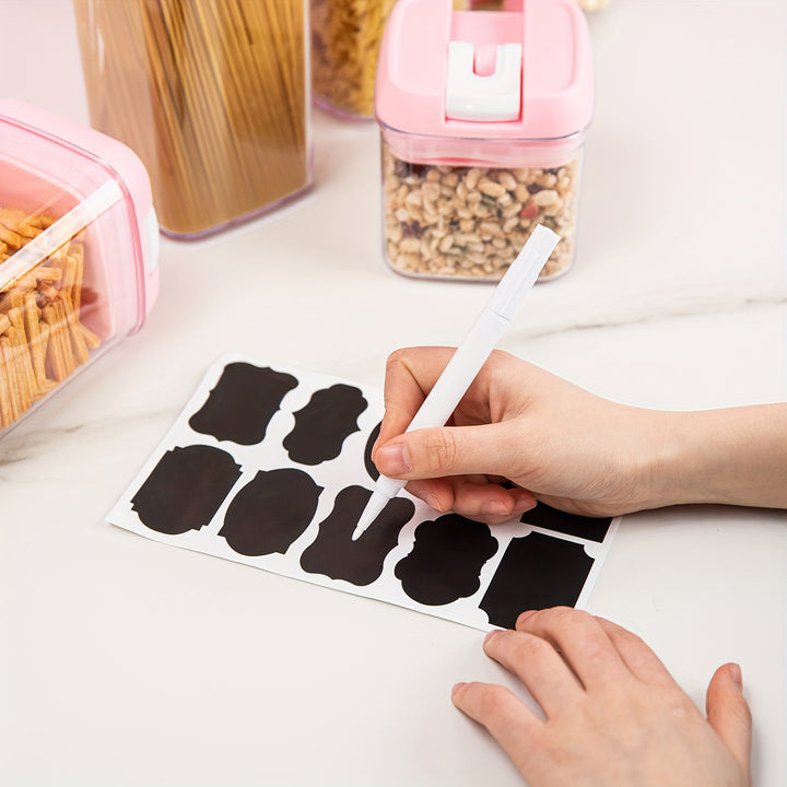 Pink Airtight Food Storage Container Set-10 Piece BPA Free Clear Plastic Cereal Canisters with Easy Lock Lids-Kitchen & Pantry Organization Containers for Sugar, Flour, Cereal, Labels & Marker (SC001, SC002, SC003, SC004) - Total Trends Fusion