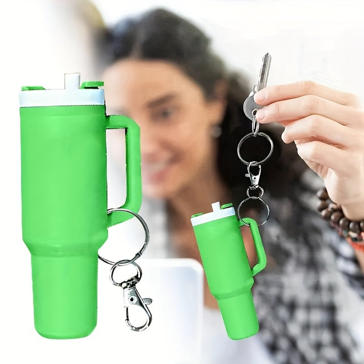 Chic Cartoon-Themed Mini Cup Keychain - Pvc, Climbing Clip Design For Women & Men - Perfect For Stanley Cups, School Bags & Anniversary Gifts - Total Trends Fusion