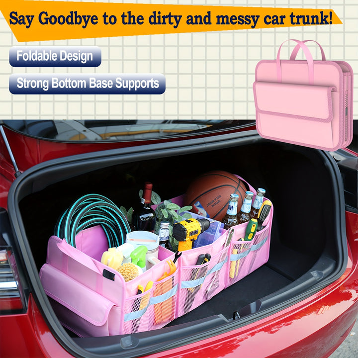 Trunk Organizer For SUV, Large Trunk Organizer For Car, Collapsible Multi-Compartment Car Trunk Organizer, Sturdy Cargo Trunk Storage Organizer, Non Slip Bottom - Total Trends Fusion