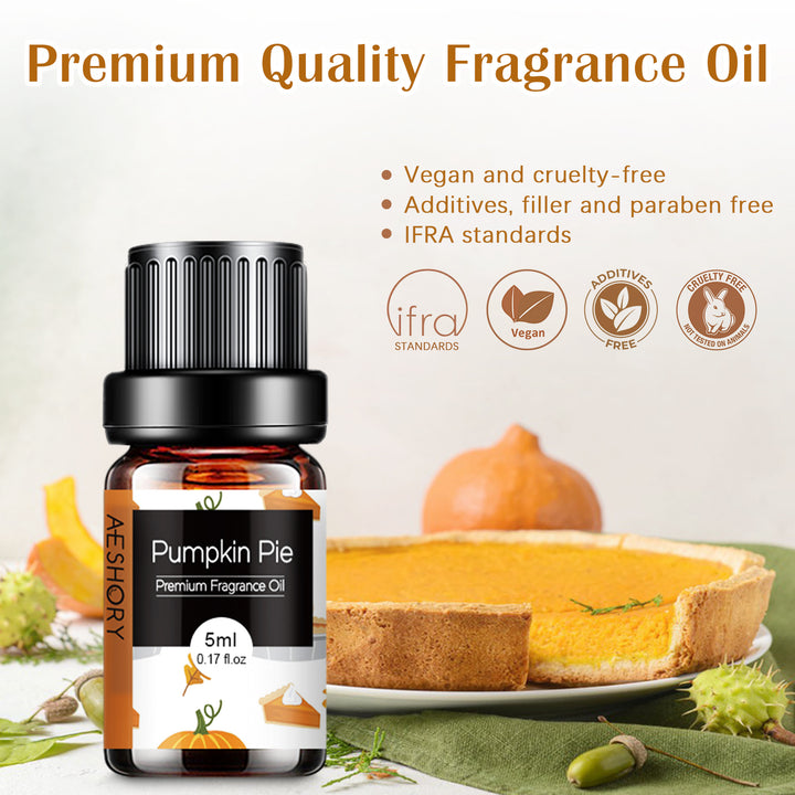 Bakery Essential Oils Set - Fragrance Oil for Diffusers, Candle Making - Pumpkin Pie, Coffee Cake, Oatmeal Cookie, Gingerbread, Cinnamon Apple Aromatherapy Scented Oils (5ml) - Total Trends Fusion
