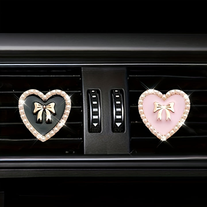 2pcs Love Heart Shaped Car Air Outlet Aromatherapy Diffuser Clips, Car Air Conditioner Decoration Clips, Car Interior Decoration Accessories - Total Trends Fusion