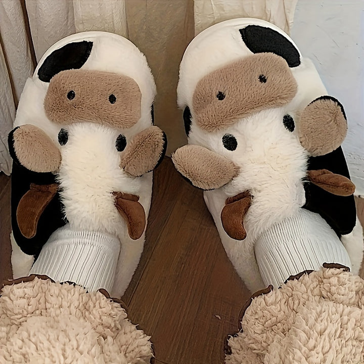 Women's Fashion Cow Style Slippers Fall And Winter Leisure Warm Home Non-slip Slippers christmas gifts for women