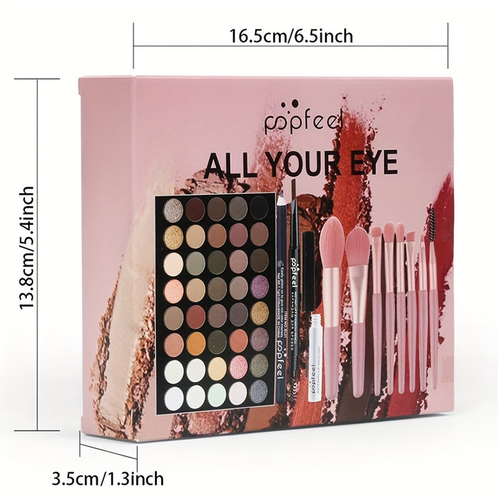 40-color eye shadow palette makeup set tools mascara eye shadow brush eyeliner eyebrow pencil combination set beginner makeup tools Valentine's Day Christmas gift - Total Trends Fusion
