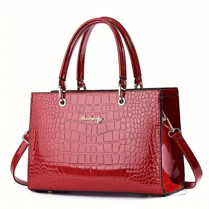 Chic Crocodile-Pattern Shoulder Bag for Women: Elegant, Versatile with Secure Zipper, Polyester-Lined Messenger Bag for Every Occasion - Total Trends Fusion