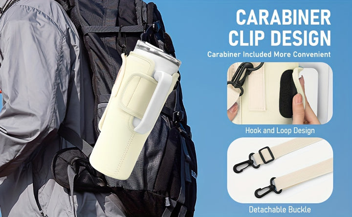 1pc Water Bottle Holder with Strap and Pocket For 40oz Tumbler Cup, Water Bottle Pouch With Adjustable Strap, Cup Accessories