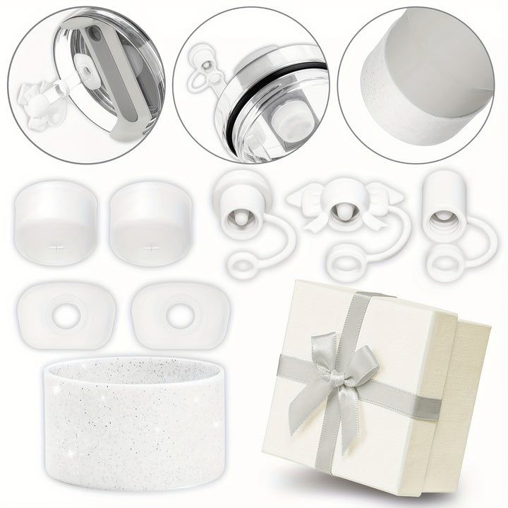 Spill Stoppers Set For Stanley Cup Accessories 8PCS With Gift Box, 3 Silicone Straw Cover Caps, 4 Leak Stoppers, 1 Boot For Stanley Accessories 40oz 30oz Tumbler, Birthday Gifts For Girls Women Mom - Total Trends Fusion