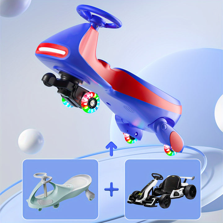 "2-in-1 Electric Wiggle Car with Pedal | 12V Ride-On Toy for Kids, Flashing Wheels"