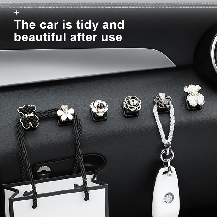 6pcs Car Hooks, Multifunctional Front Seat Back Hooks For Cars, Small Sticky Hooks For Vehicle, Car Interior Decoration Accessories, School Season