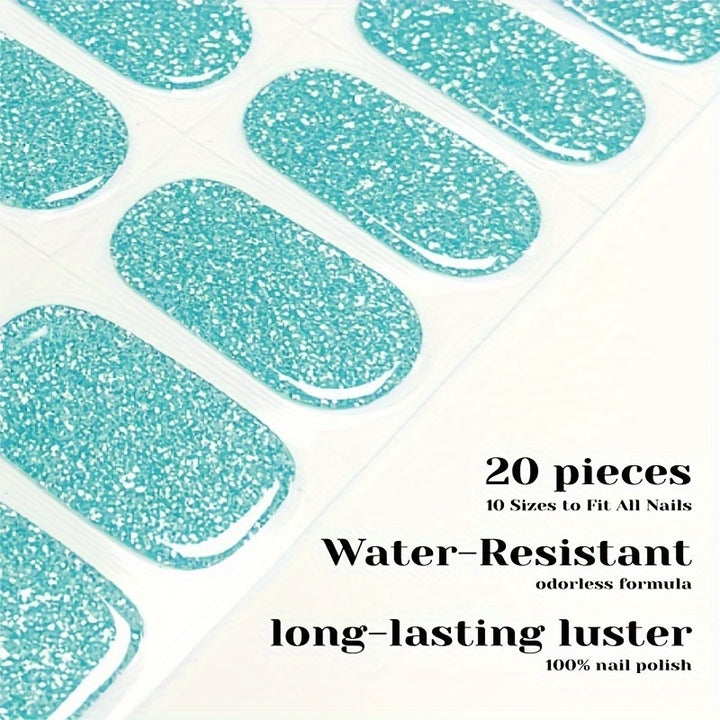 Semi Cured Gel Nail Strips, 20 Pcs Gel Nail Stikers, Gel Nail Wraps Semi Cured, Salon-Quality, 2 Weeks Long Lasting - Total Trends Fusion