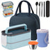 60oz 2 layers Multi grid Lunch Box with Sauce Box, Soup Cup, Cutlery, and Insulated Bag. Lunch Box Set. - Total Trends Fusion