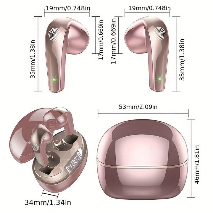 40H Wireless Earbuds with ENC Noise-Cancelling Mic – HiFi Stereo Sound, Touch Control, LED Display, Wireless 5.3 Headphones - Total Trends Fusion