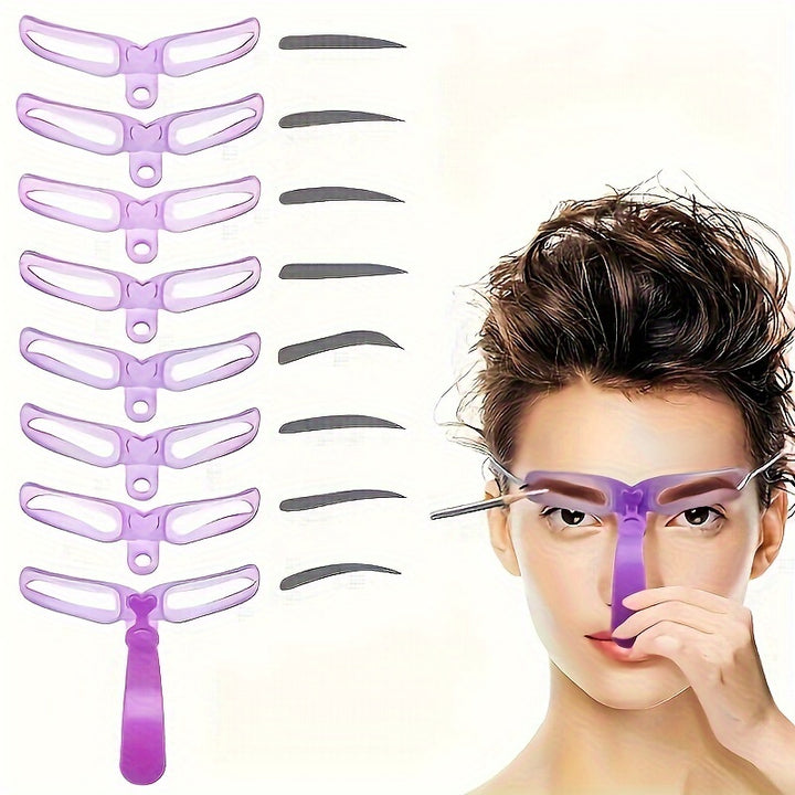 8pc Eyebrow Stencil Kit with Handle – Precision Eyebrow Shaping and Grooming Tool – Easy-to-Use, Reusable Brow Templates for Perfect Eyebrow Contouring – Suitable for Home and Professional Use - Total Trends Fusion