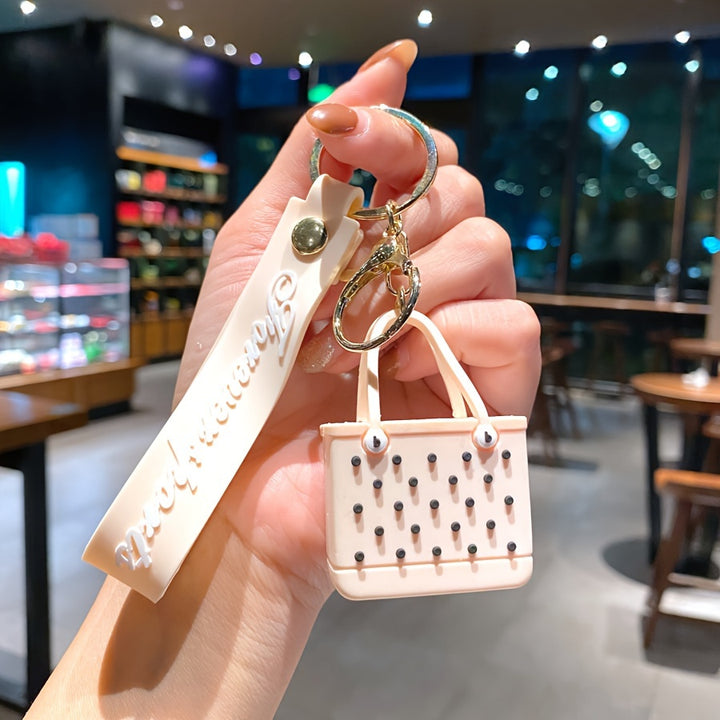 4 Pieces Beach Chic Silicone Cartoon Handbags with Personalized Accessories, PVC Cute Key Chains for Women's Shiny Keys, Fashionable Simulation Design - Total Trends Fusion