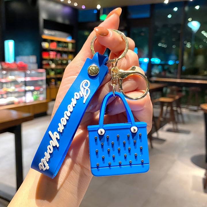 4 Pieces Beach Chic Silicone Cartoon Handbags with Personalized Accessories, PVC Cute Key Chains for Women's Shiny Keys, Fashionable Simulation Design - Total Trends Fusion