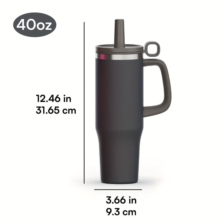 40 Oz Tumbler with Handle and Straw – Stainless Steel Vacuum Travel Mug, Car Mug, Perfect Water Bottle for Office, Party, or Coffee - Total Trends Fusion