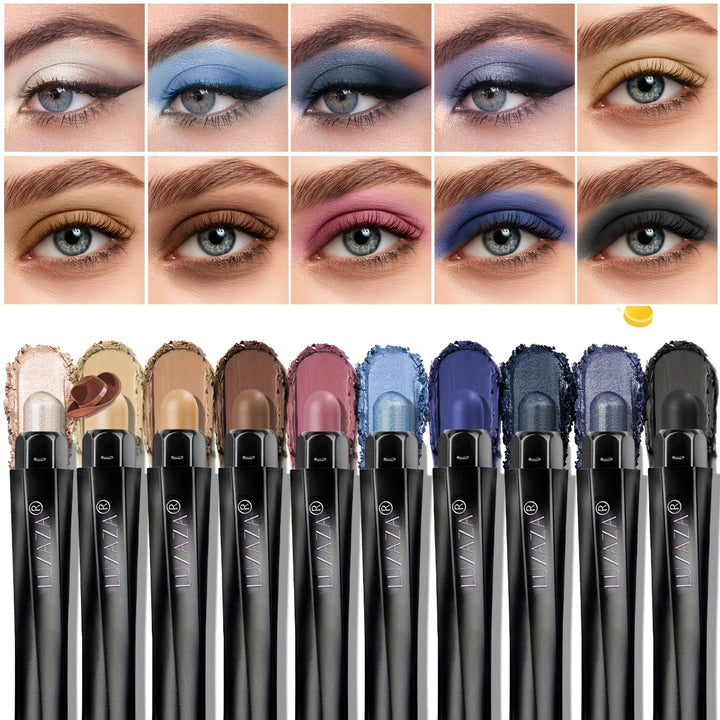 10PCS Cream Eyeshadow Stick Set  Longwear Brightening Eye Makeup Crayons