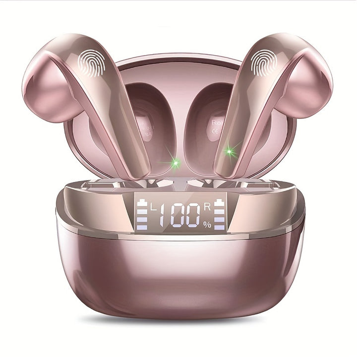 40H Wireless Earbuds with ENC Noise-Cancelling Mic – HiFi Stereo Sound, Touch Control, LED Display, Wireless 5.3 Headphones - Total Trends Fusion