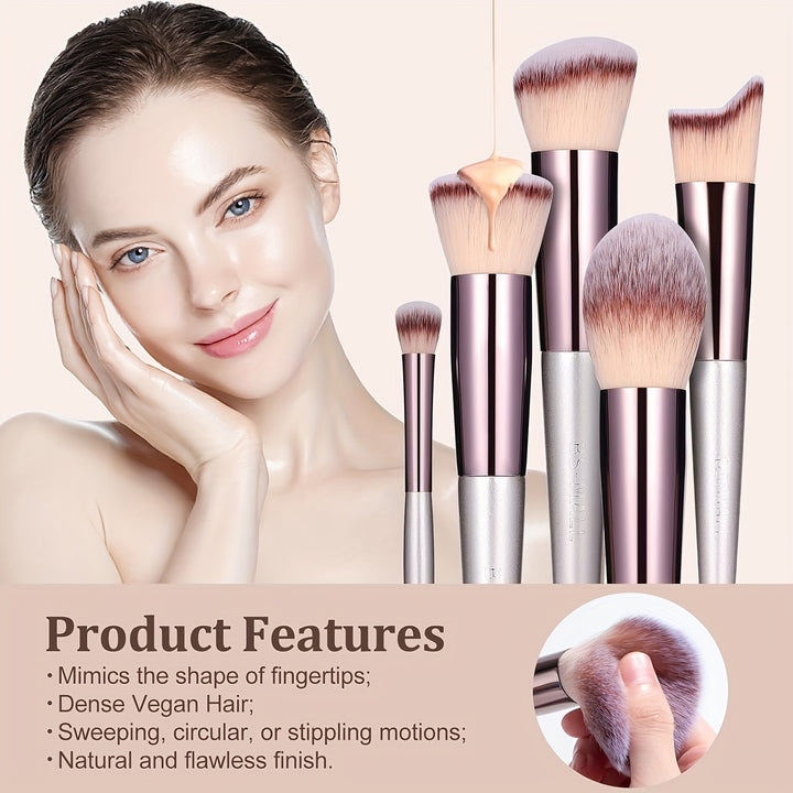 Premium Champagne Golden Makeup Brushes With Travel Portable Case Professional Foundation Blush Eyeshadow Blending Makeup Beauty Tool Christmas Gift Ideal For Women Create Flawless Makeup - Gift Set Mother's Day Gift - Total Trends Fusion