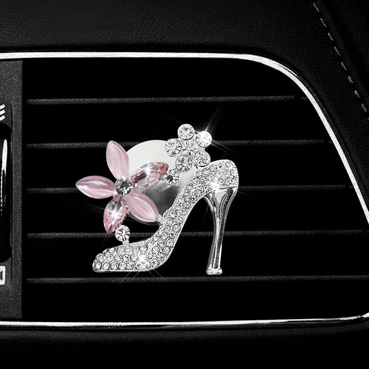 Bling High Heel Car Vent Clip - Crystal & Rhinestone Fashion Shoe Decor with Scented Gel Pad, Cute Auto Interior Accessory - Total Trends Fusion