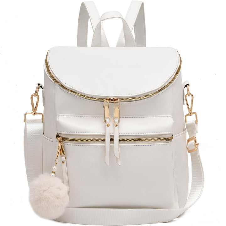 Women Fashion Backpack Purse Large Designer Travel Bag Ladies Shoulder Bags with Pompom, Backpack for College Work - Total Trends Fusion