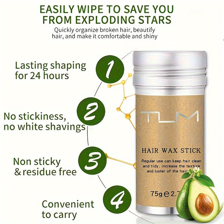 2/3pcs TUM Moisturizing Shea Butter Hair Wax Rod 75g - Hydrating, Non-Greasy, Anti-Frizz Finishing Wax for Curly Hair - 24 Hours Long-Lasting Hold, Refreshing, Suitable for All Hair Types, Unisex-Adult - Total Trends Fusion