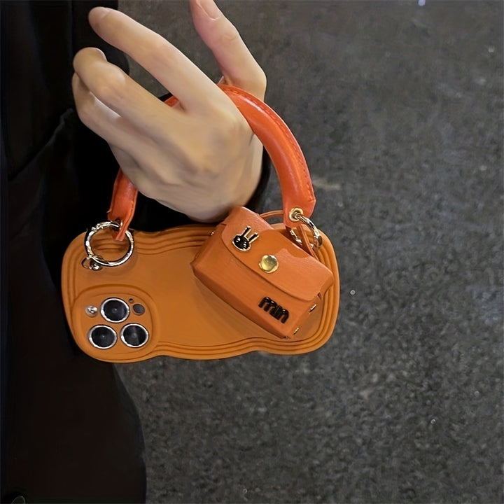 Portable Orange Phone Case With Rabbit Earphone Bag For IPhone 11 12 13 14 Pro Max - Total Trends Fusion