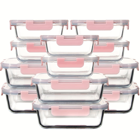 24Pcs (12 Lids+12 Glass Bowl) Borosilicate Glass Food Storage Containers with Airtight Lids, Ideal for Meal Prep, Lunches - Microwave and Dishwasher Safe - Total Trends Fusion