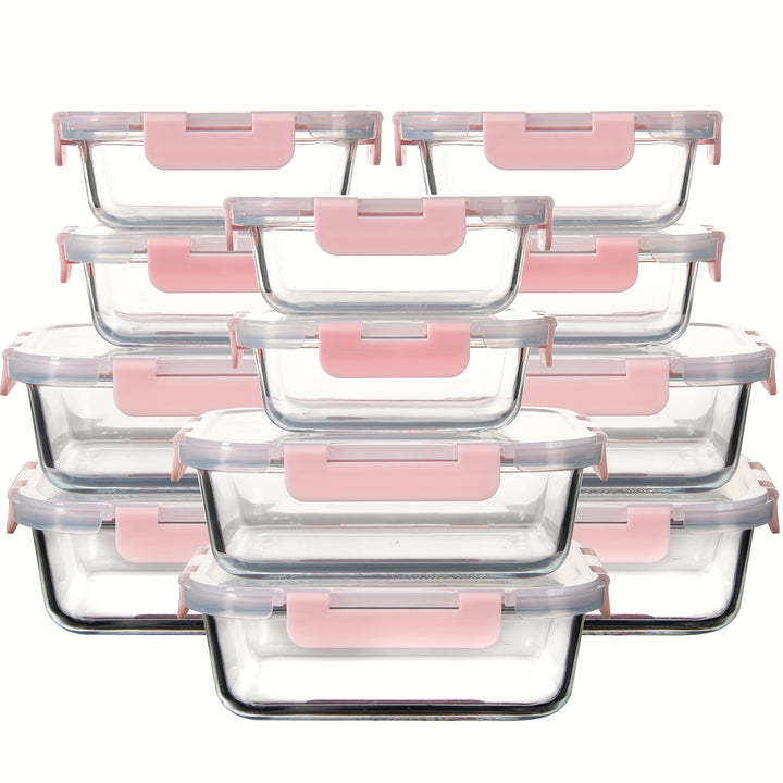 24Pcs (12 Lids+12 Glass Bowl) Borosilicate Glass Food Storage Containers with Airtight Lids, Ideal for Meal Prep, Lunches - Microwave and Dishwasher Safe - Total Trends Fusion