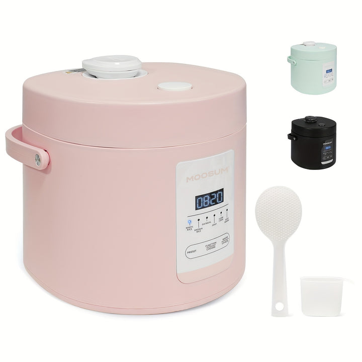 MOOSUM Multi Mini Rice Cooker 2-cups Uncooked (1.2L), Portable Small Japanese Travel Rice Cooker with Non-Stick Inner Pot, Slow Cooker, Easy Presets, 24 Hours Timer Delay & Keep Warm Function - Total Trends Fusion