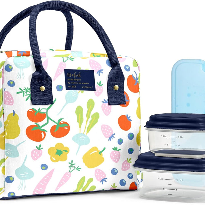 Lunch Bag for Women, Insulated Womens Lunch Bag for Work, Leakproof & Stain-Resistant Large Lunch Box for Women with Containers, Zipper Closure Bloomington Lunch Bag, Lavender Scallop