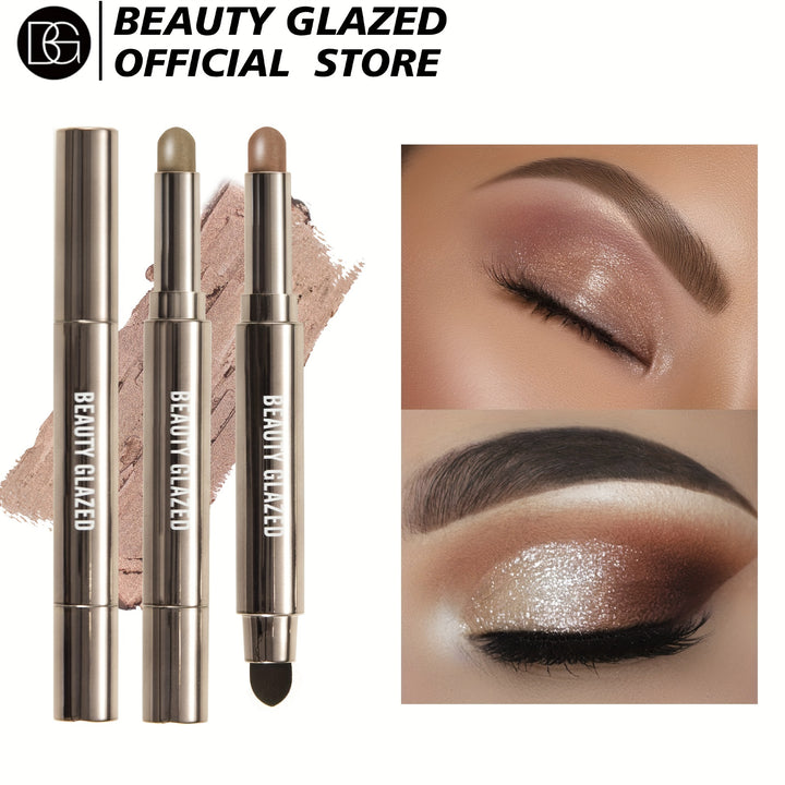10-color Smoked Eye Shadow Stick, Equipped with Double Head Pearl Highlight, Built-in Applicator, Easy to Apply Makeup, Providing Matte and Shiny Effects, Durable and Waterproof, Creating a Perfect Eye Makeup Effect-Plant Squalane with Plant Squalane