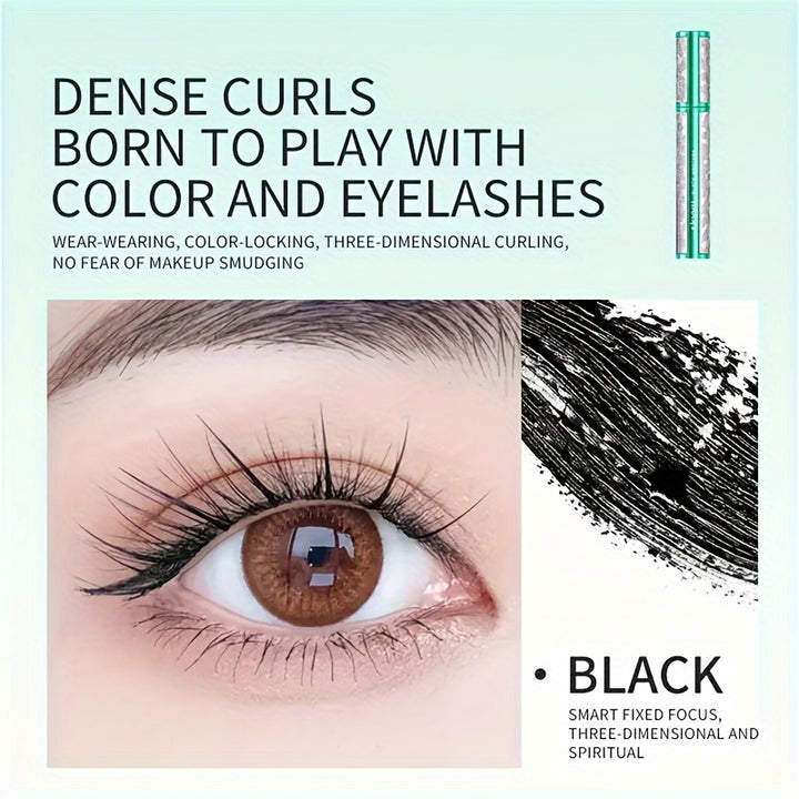 3PCS Set 4D Silk Fiber Mascara, Black, Long-Lasting, Clump-Free, Smudge-Proof, Dense Curling Effect With Olive Brush Head For Voluminous Eyelashes - Total Trends Fusion
