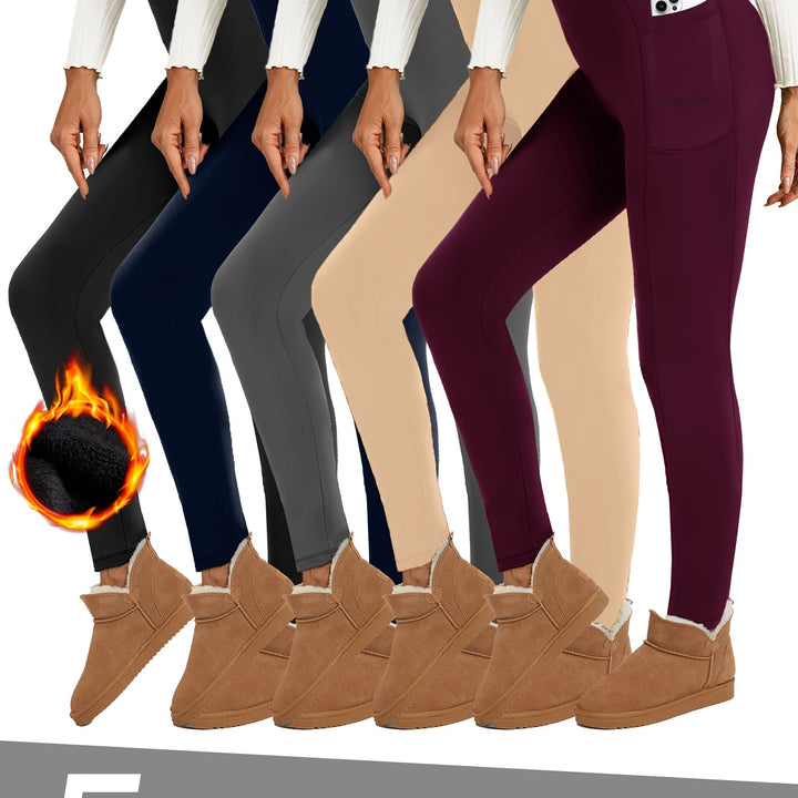 "5pcs Women’s Yoga Leggings with Pockets | Low Waist Stretchy Activewear"