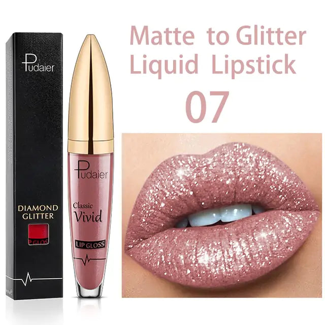 Waterproof Diamond Glitter Lip Gloss Shimmer Pearl Colour Lip Gloss 18 Colors Matte Glitter Liquid Diamond Lipstick