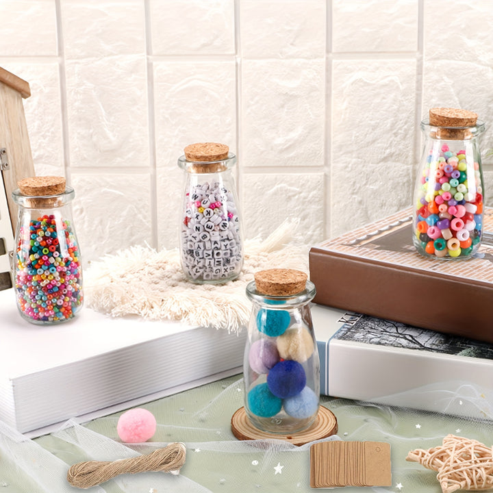 12pcs 3.4oz Small Glass Jars with Lids, 100ml Candy Jars Potion Bottles with Cork, Herb Jars, Milk Bottles, Mini Jars Set for Party Wedding Favors Halloween Décor, 2x4 inches - Total Trends Fusion