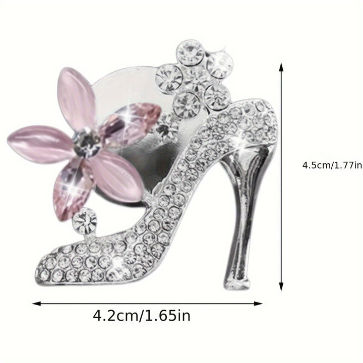 Bling High Heel Car Vent Clip - Crystal & Rhinestone Fashion Shoe Decor with Scented Gel Pad, Cute Auto Interior Accessory