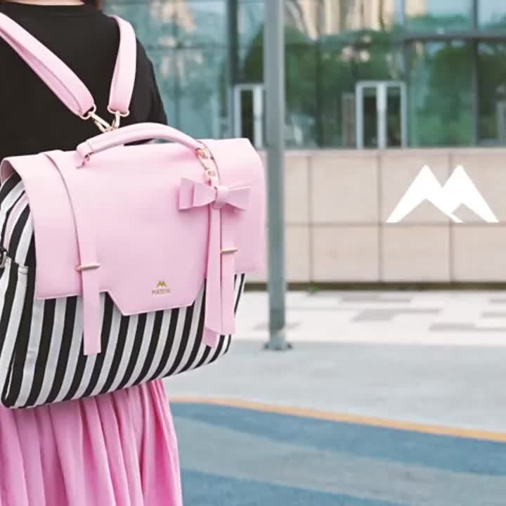 Briefcase for Women, 15.6 Inch Convertible Laptop Briefcase Backpack with Bow, Cute Kawaii Computer Messenger Crossbody Laptop Tote Bag Carrying Case Gift for College Work Travel 3 in 1, Pink - Total Trends Fusion